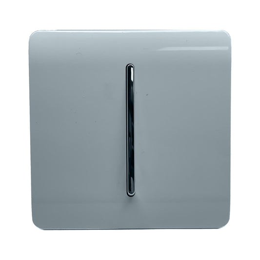 Trendi 1 Gang 2 Way 240V Screwless Artistic Modern Glossy 10 Amp Chrome Rocker Electrical Wall Light Switch in Cool Grey (5 pack)