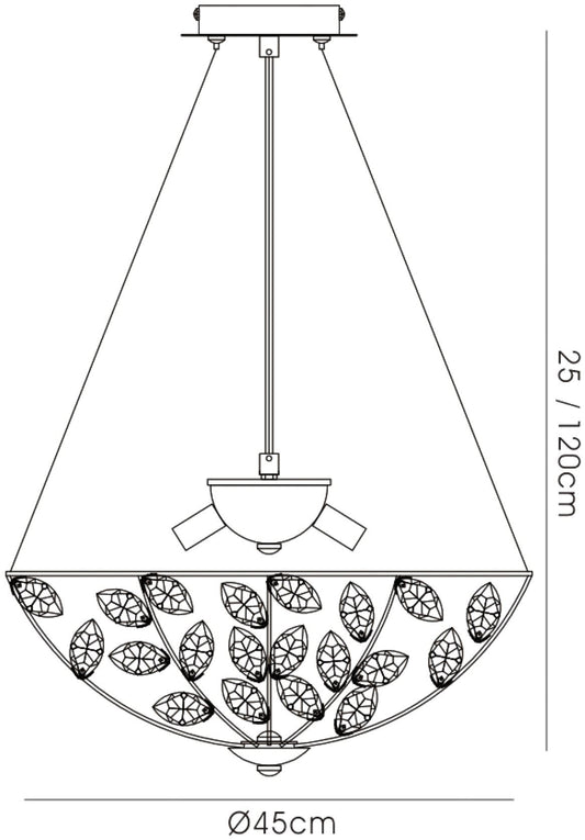 Diyas Galilea 45cm 6 Light G9 Polished Chrome/Crystal Ceiling Pendant Light Fitting