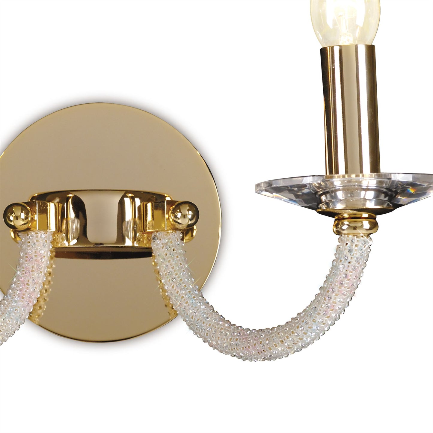 Diyas Elena Wall Light Switched 2 Light E14 Gold/Crystal