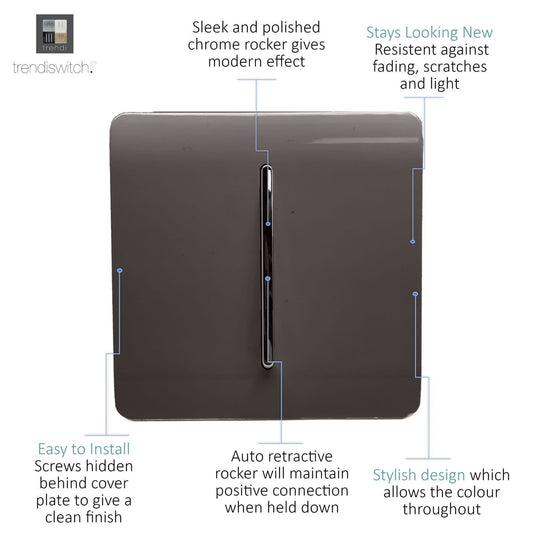 Trendi Artistic Modern Glossy Home Automation Switch Dark Brown