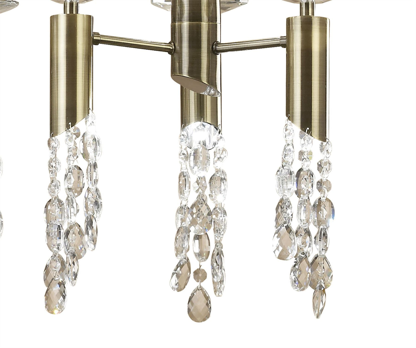 Mantra M3873 Tiffany Pendant 6+6 Light E27+G9 Oval, Antique Brass with Soft Bronze Shade & Clear Crystal