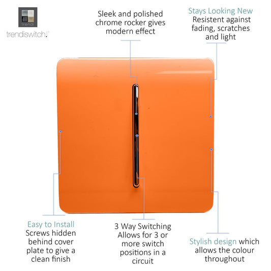 Trendi 1 Gang 3 Way Intermediate Artistic Modern Glossy 10 Amp Rocker Tactile Orange