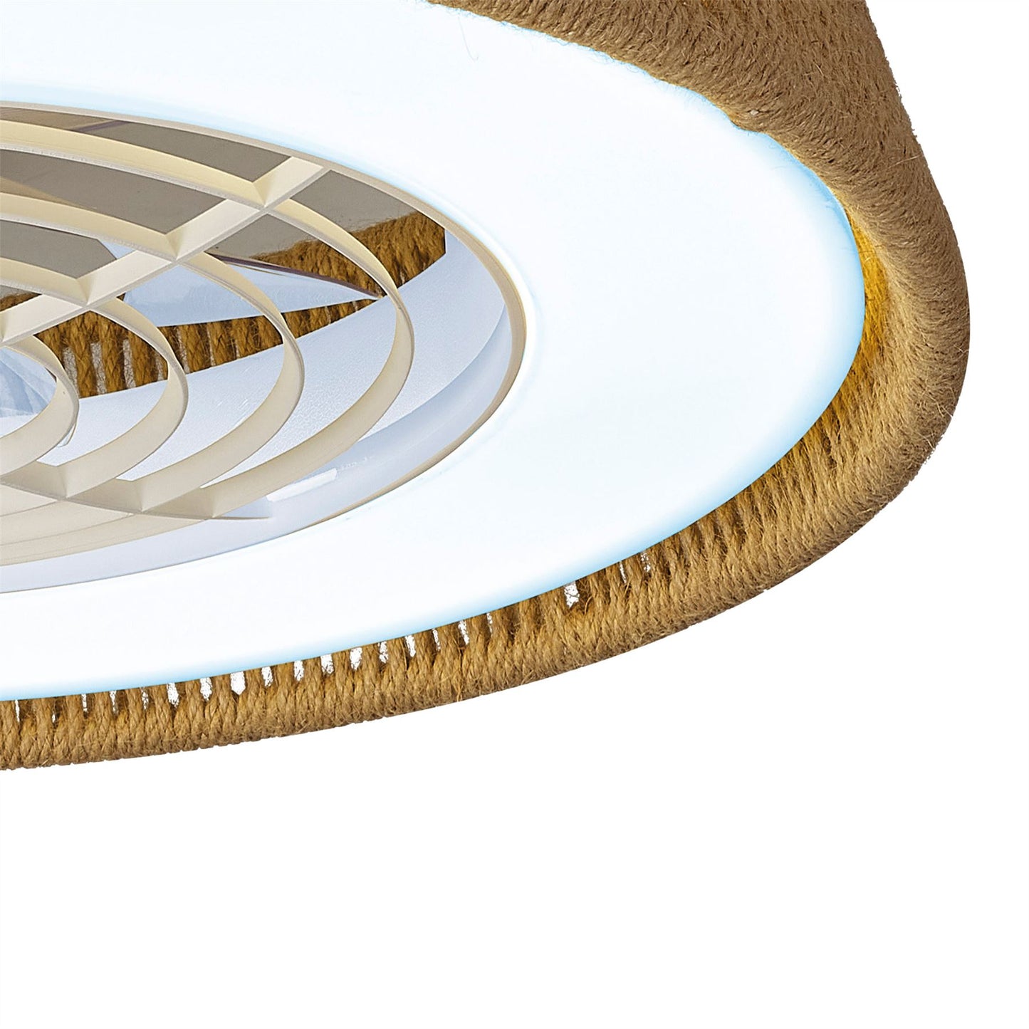 Polinesia Rope 57.5cm 55W LED Dimmable Ceiling Light With Built-In 25W DC Reversible Fan, Beige Oscu, 3800lm, 5yrs Warranty