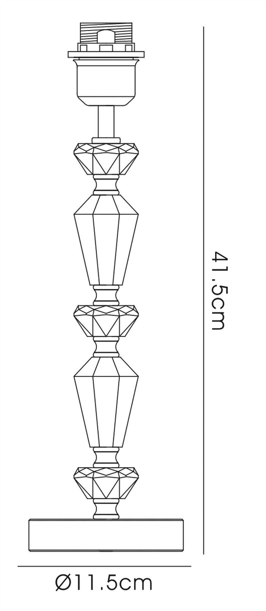 Diyas Renee Crystal Table Lamp WITHOUT SHADE 1 Light E27 Silver Finish