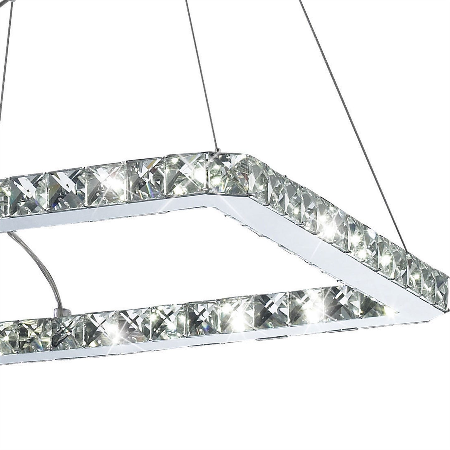 Diyas Galaxy Square Small 24W LED 6000K Polished Chrome/Crystal Ceiling Pendant Light Fitting