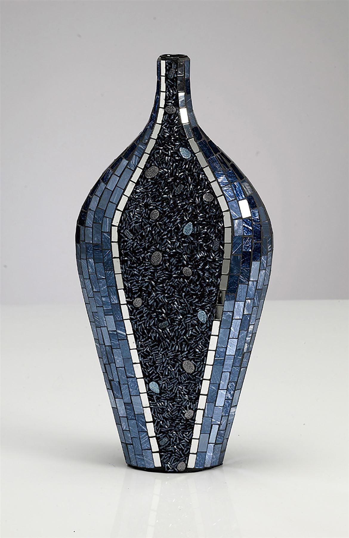 Diyas Home (DH) Sapphire Mosaic Vase Large Blue/Silver Mosaic