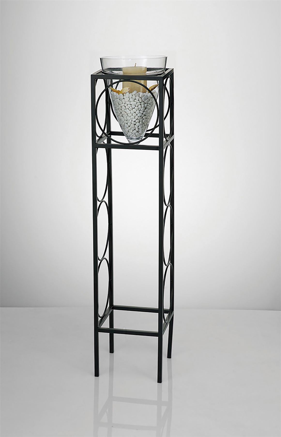 Diyas Home (DH) Athena Candle Holder 110Cm Black/Clear Glass Art