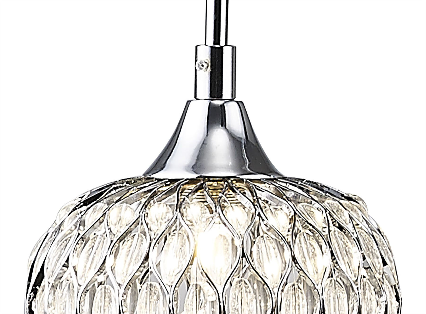 Diyas Chelsie Linear 3 Light G9 Line Polished Chrome/Clear Beaded Glass Ceiling Pendant Light Fitting