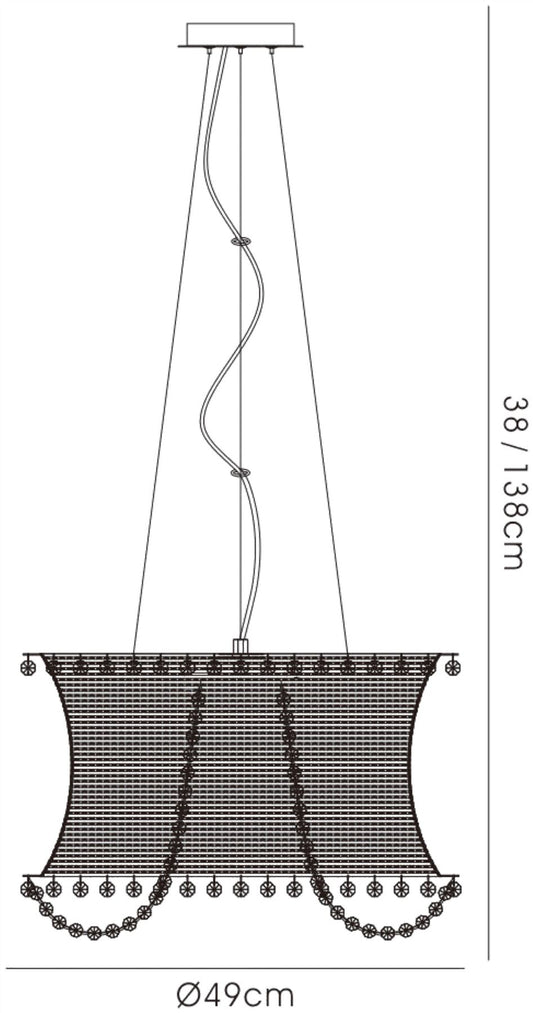 Diyas Lanzo 49cm Round 4 Light E14 Black Chrome/Crystal Ceiling Pendant Light Fitting