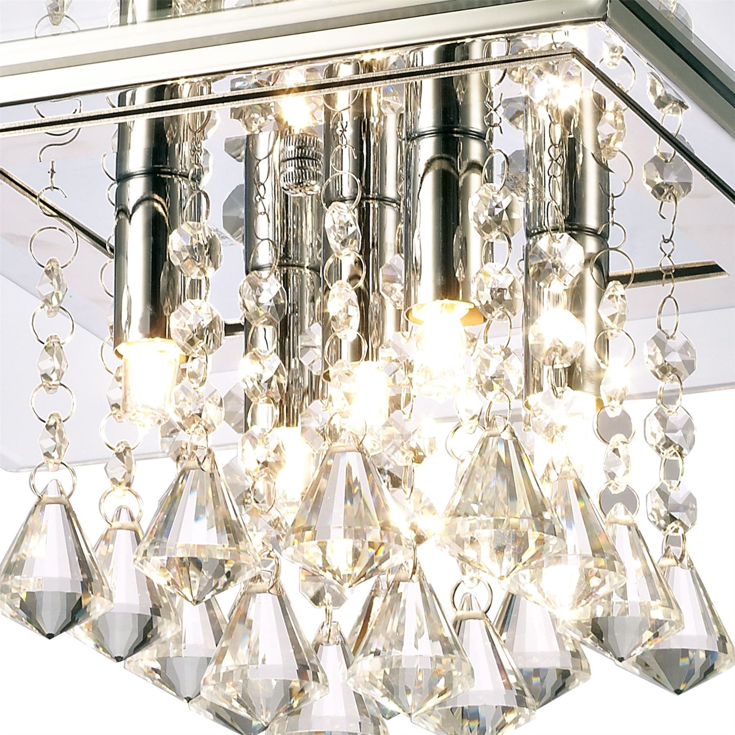 Diyas Starda Flush Square 5 Light G9 Chrome/Crystal Ceiling Light Fitting