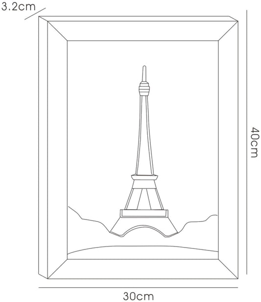 Diyas Home Crystal Wall Art (DH) World Eiffel Tower, Black Frame Amber, Crystal Framed