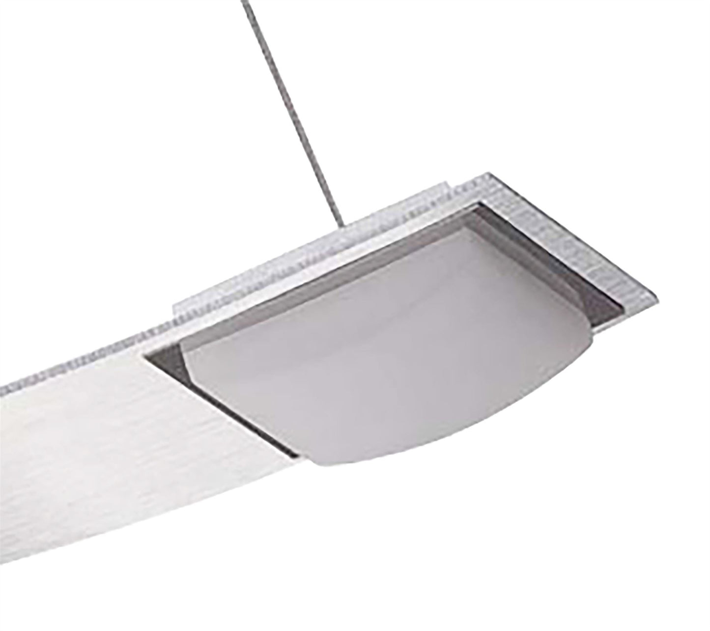 Mantra Fusion Thea Square Pendant 4 Light 28W LED 3000K, 2520lm, Satin Aluminium/Frosted Acrylic, 3yrs Warranty