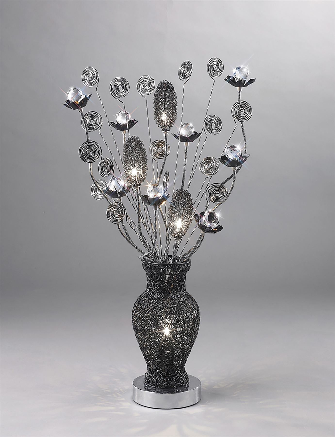 Diyas Home Nevada Aluminium (DH) Nevada Crystal Table Lamp 4 Light G4 Black, NOT LED/CFL Compatible