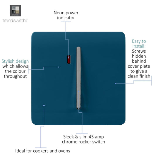 Trendi Artistic Modern Glossy 20 A Tactile Light Switch & Neon Insert Midnight Blue