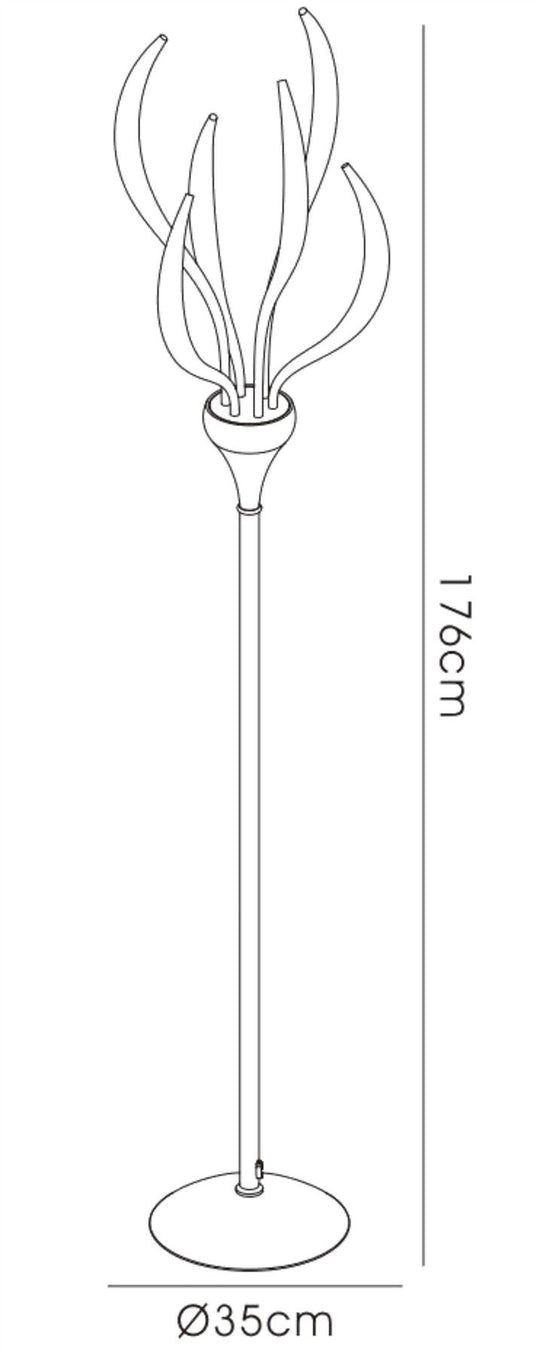 Diyas Llamas Floor Lamp 6 Light G4, Gloss White, NOT LED/CFL Compatible