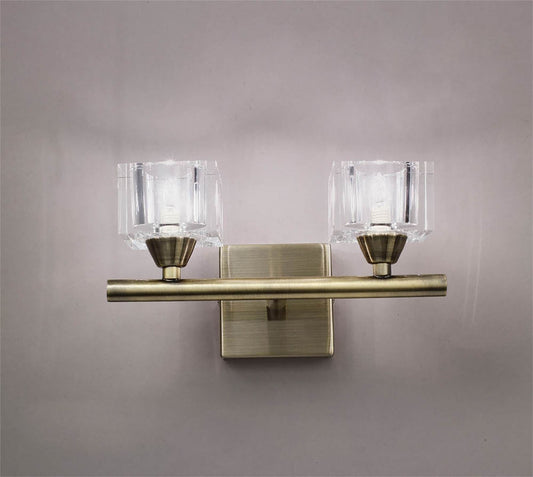 Mantra Cuadrax Wall 2 Light G9, Antique Brass