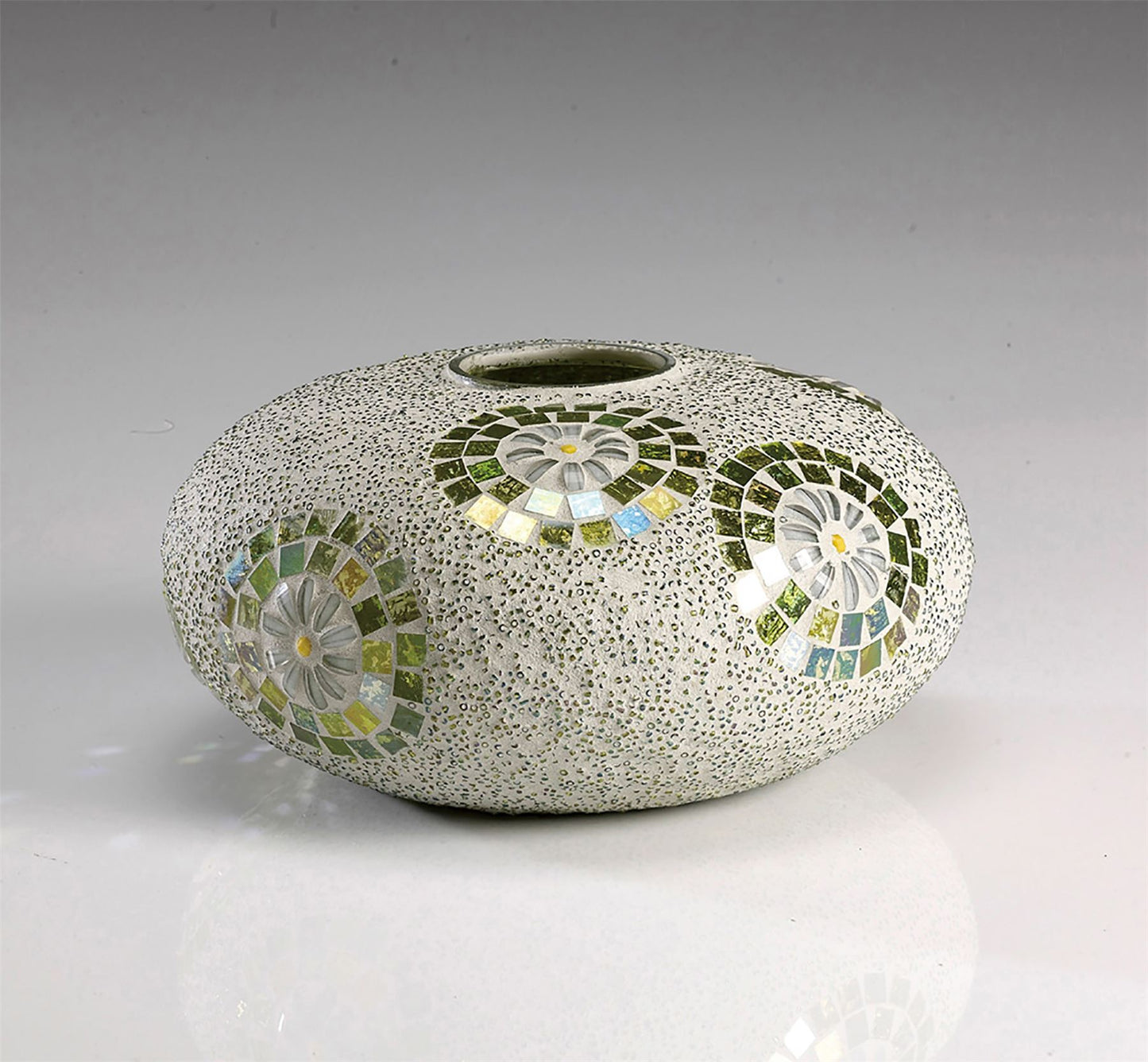 Diyas Home (DH) Floretta Mosaic Vase Round Green/Silver/White Mosaic