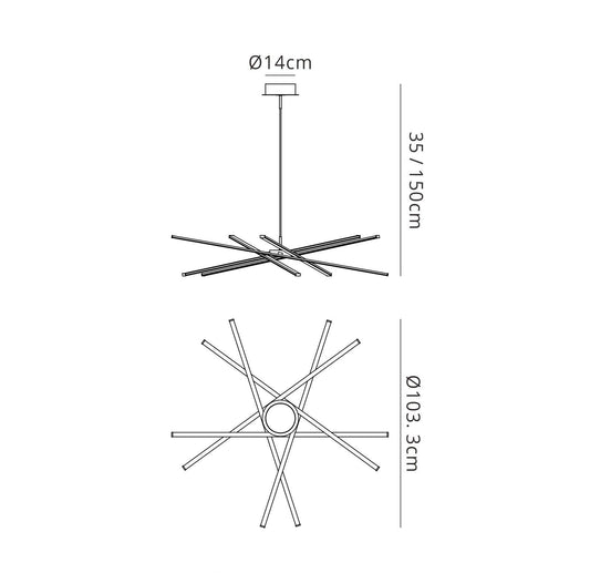 Mantra M5911 Star LED Pendant 100cm Round 60W 3000K, 4800lm, Dimmable Silver/Frosted Acrylic/Polished Chrome, 3yrs Warranty