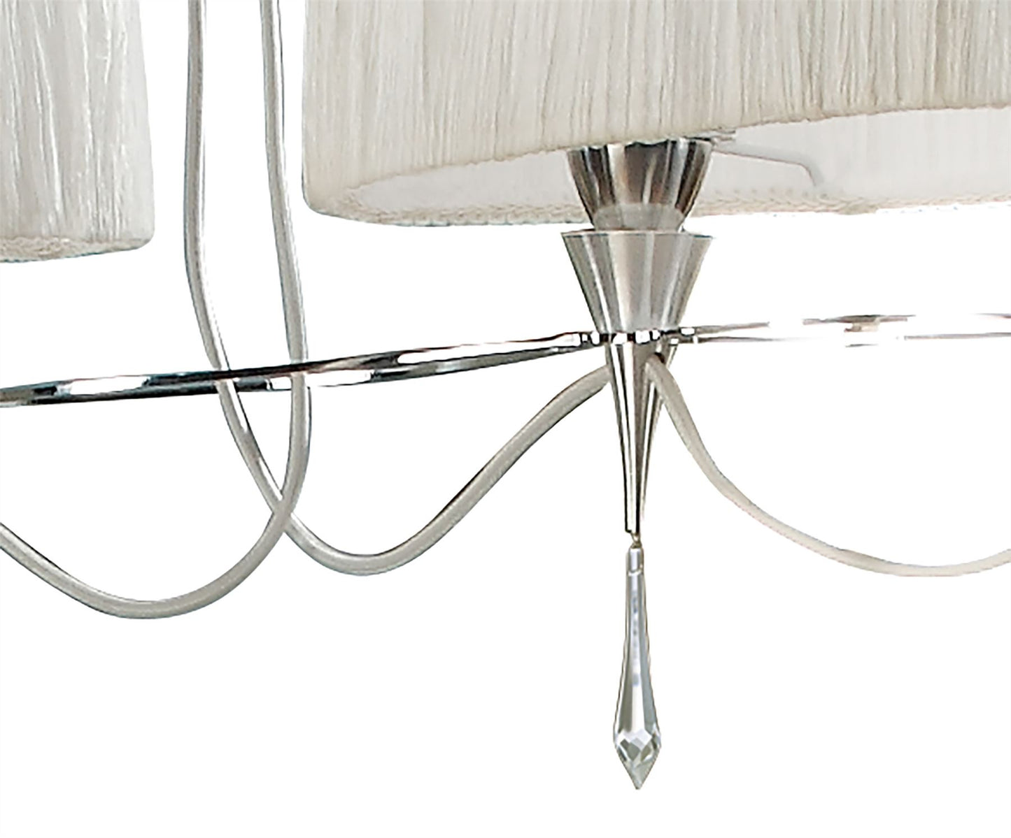Mantra Lucca Linear Pendant 2 Arm 4 Light E27 Line, Polished Chrome with White Shades & Clear Crystal