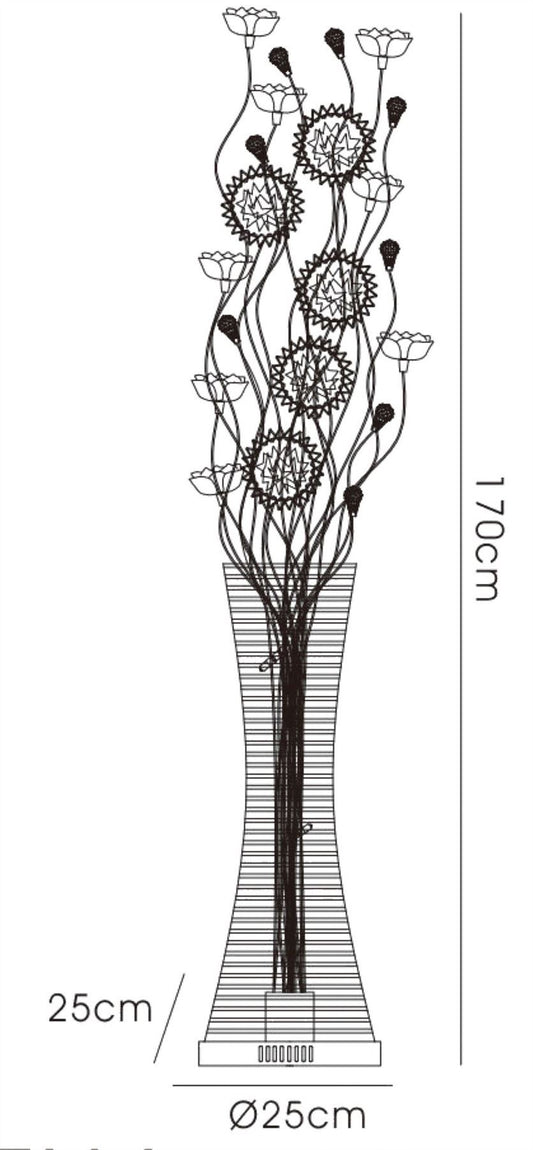 Diyas Home Majella Aluminium (DH) Majella Floor Lamp 7 Light G4 Polished Chrome/Coffee/Crystal, NOT LED/CFL Compatible