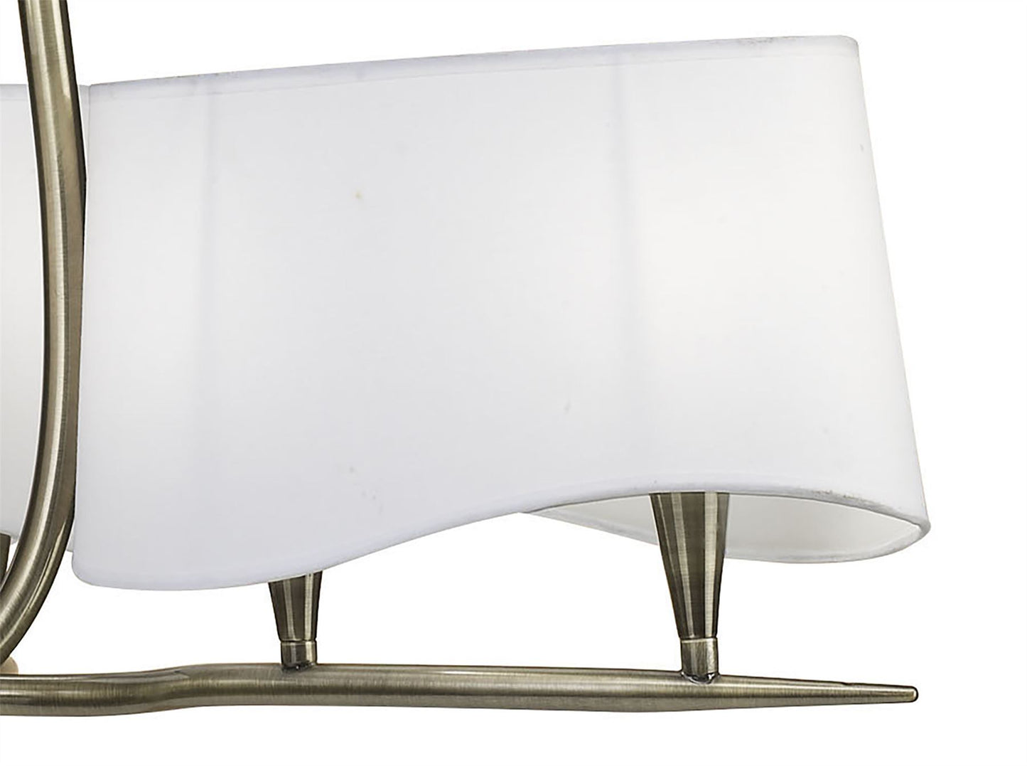 Mantra Ninette 80cm Pendant 3 Arm 6 Light E14, Antique Brass with Ivory White Shades