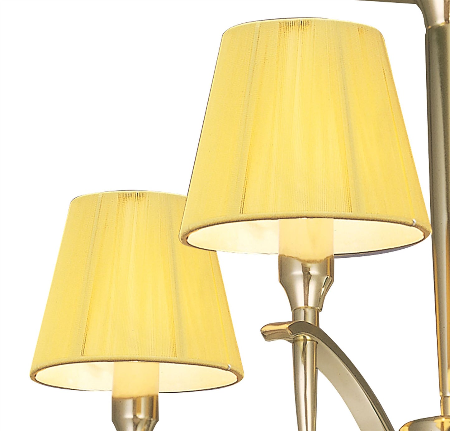 Mantra Siena 55cm Semi Flush Round 4 Light E14, Polished Brass with Amber Cream Shades and Clear Crystal