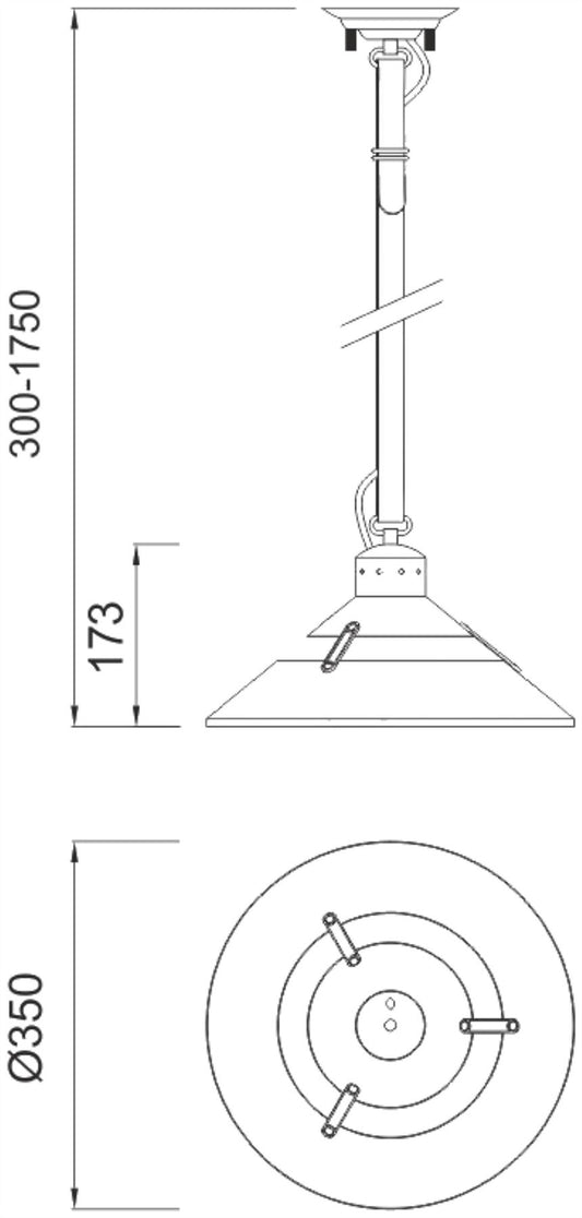 Mantra M5431 Industrial Ceiling 1 Light 40W E27 Medium, Sand Metal, Beige Belt