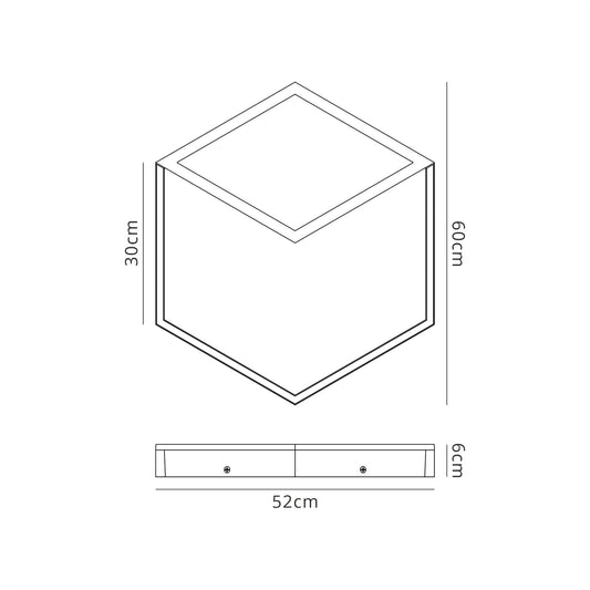 Mantra Fusion Kubick Ceiling/Wall Light Dimmable, 48W LED, 3000K, 2700lm, Black, 3yrs Warranty