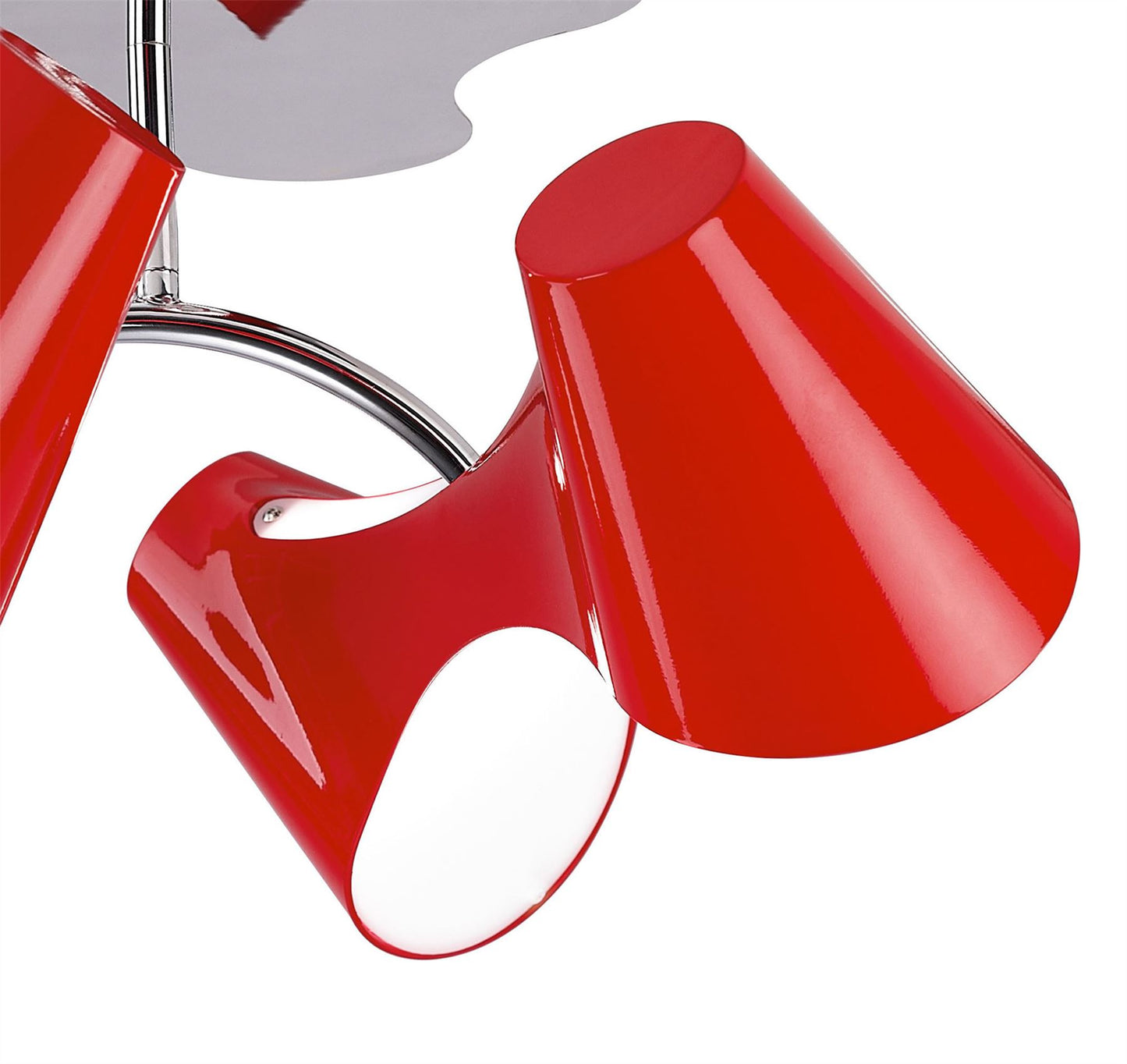 Mantra M1565 Ora Ceiling 2 Arm 4 Light E27, Gloss Red/White Acrylic/Polished Chrome