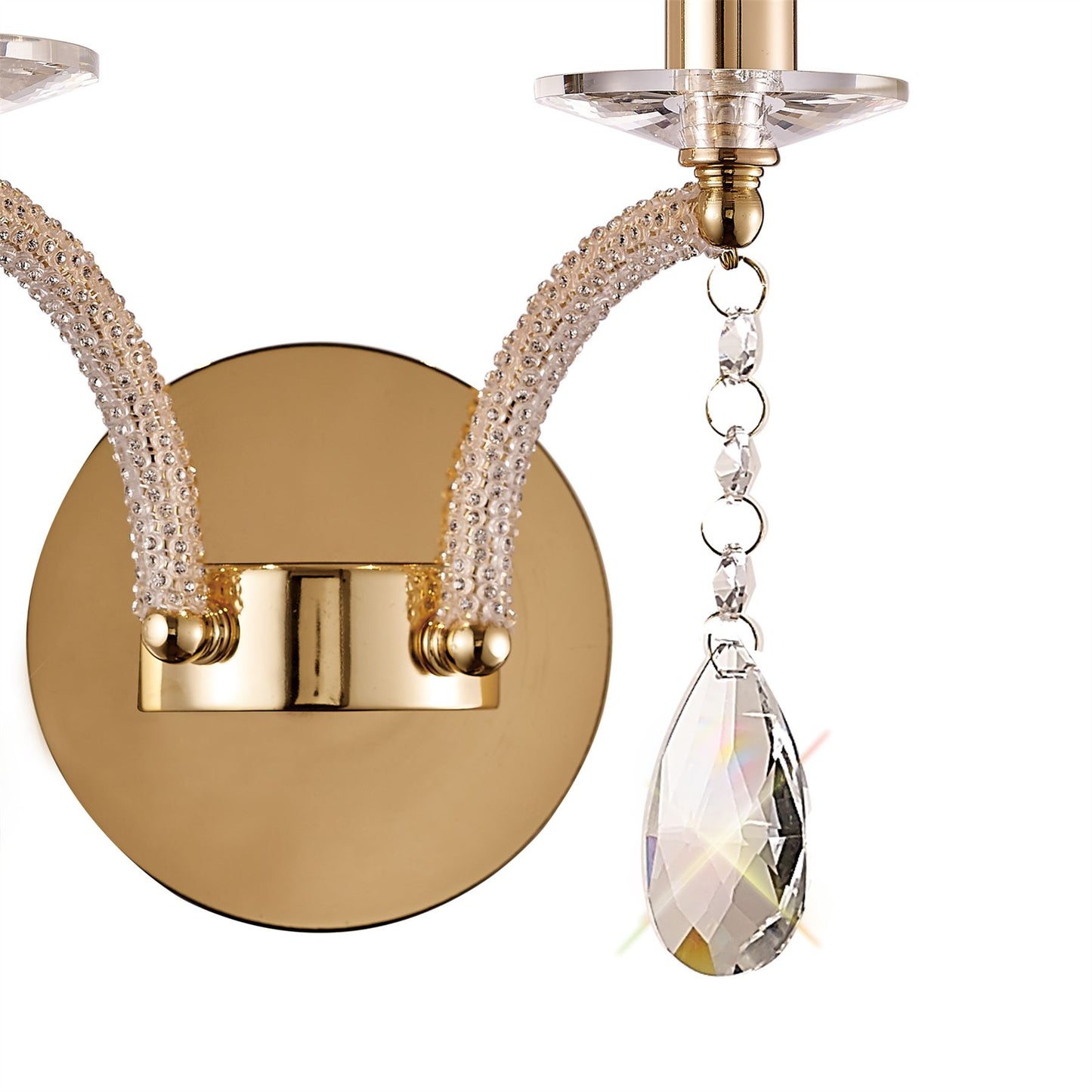 Diyas Fiore Wall Light Switched 2 Light E14 French Gold/Crystal