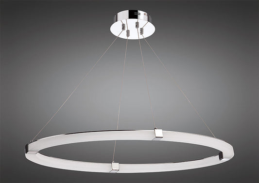 Mantra Fusion Taccia Taccía Pendant 28W LED Oval 3000K, 2500lm, Polished Chrome/Frosted Acrylic, 3yrs Warranty