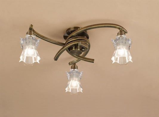 Mantra Alaska GU10 37cm Ceiling 3 Light L1/SGU10, Antique Brass, CFL Lamps INCLUDED