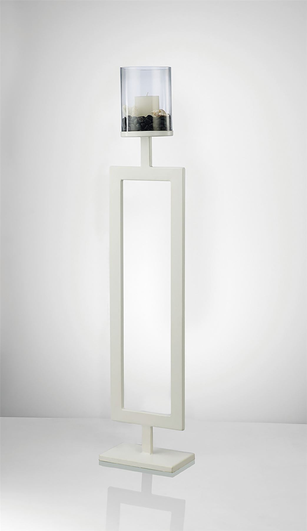 Diyas Home (DH) Nerissa Candle Holder 109cm White/Clear Glass Art