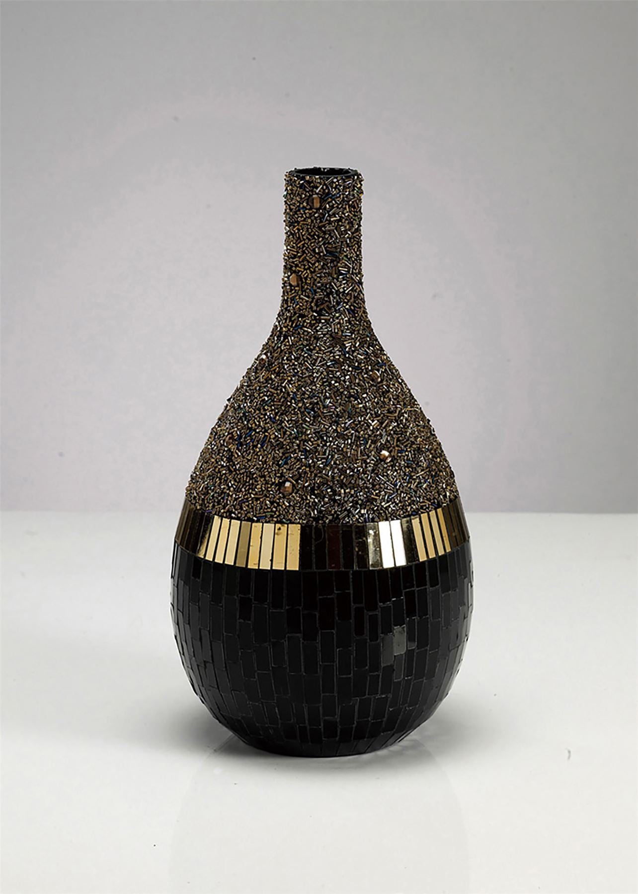 Diyas Home (DH) Mika Mosaic Vase Large Black/French Gold Mosaic