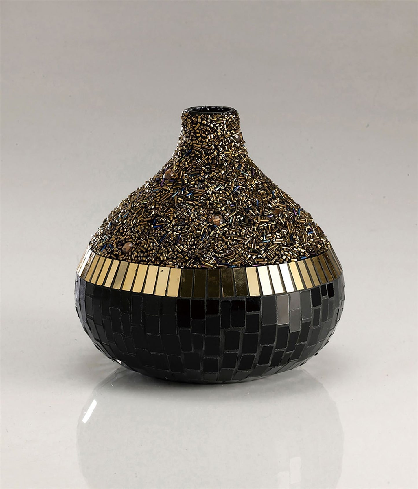 Diyas Home (DH) Mika Mosaic Vase Small Black/French Gold Mosaic
