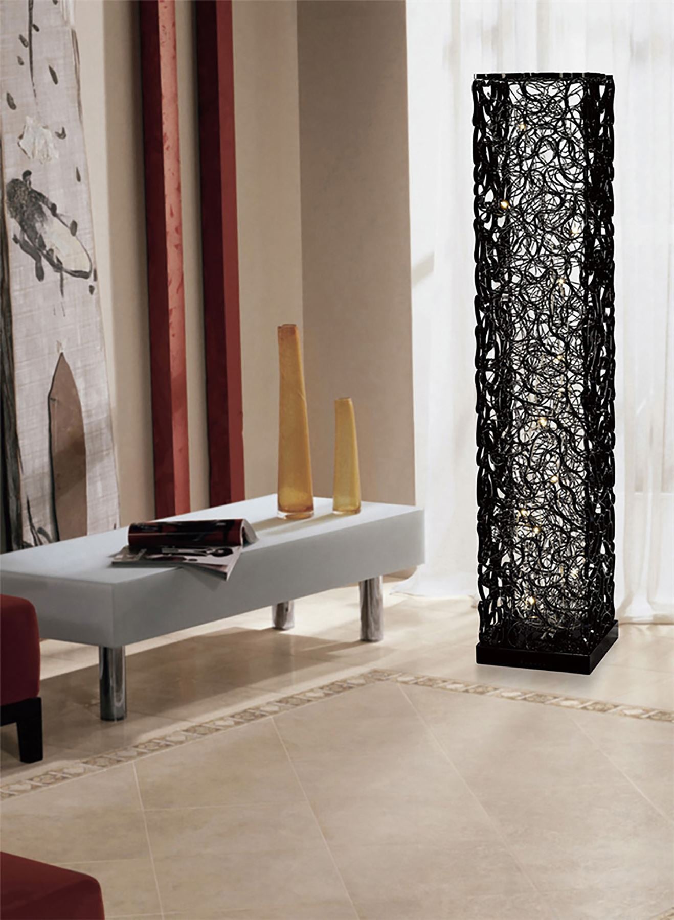 Diyas Home Essen Aluminium (DH) Essen Floor Lamp 12 Light G4 Black/Silver, NOT LED/CFL Compatible
