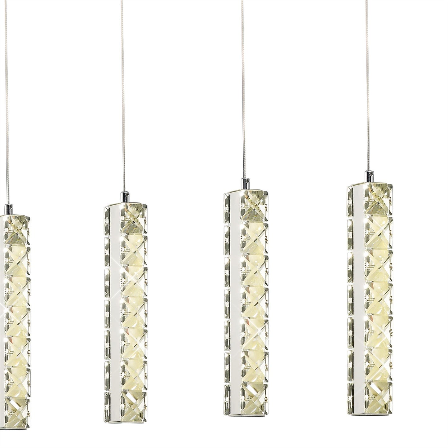 Diyas Galaxy Linear 5 Drop 15W LED 4000K Polished Chrome, Crystal Ceiling Pendant Light Fitting