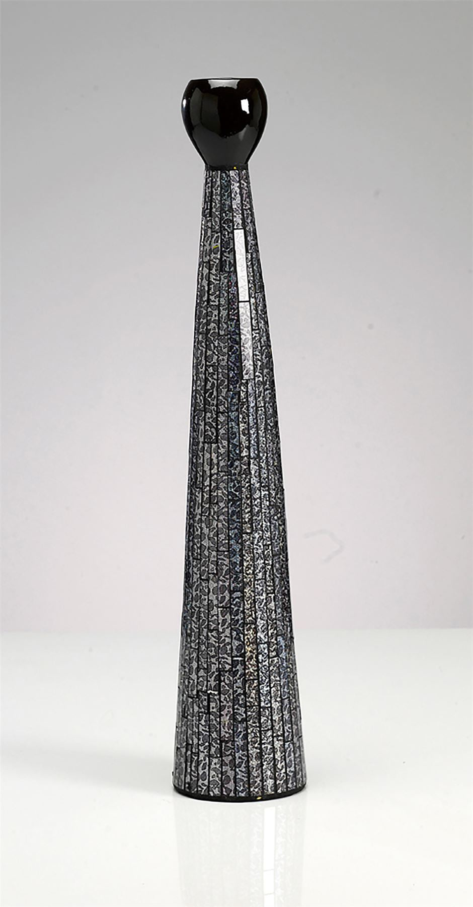 Diyas Home (DH) Silvia Mosaic Thin Vase Large Black/Chrome Mosaic
