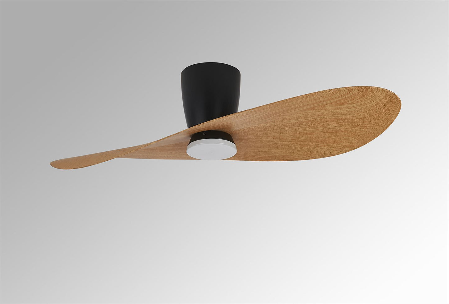 Surfer 112 x 30cm 18W LED Dimmable Ceiling Light With Built-In 40W DC Fan, 3000-5000K Remote Control, 3600lm, Black/Wood, 5yrs Warranty