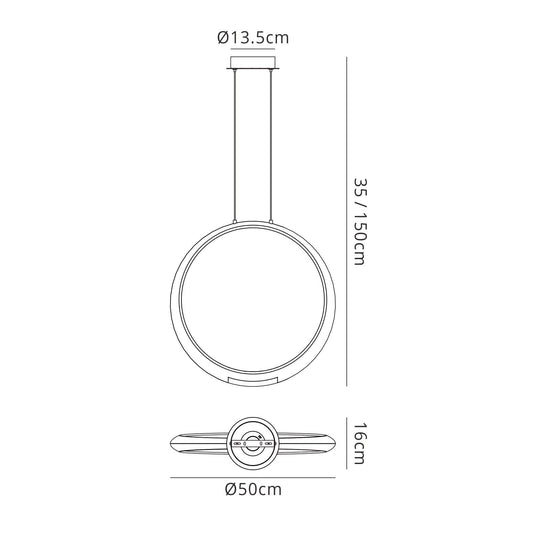 Mantra M6170 Ring Pendant 50cm Round, 23W LED, 3000K, 1600lm, White, 5yrs Warranty