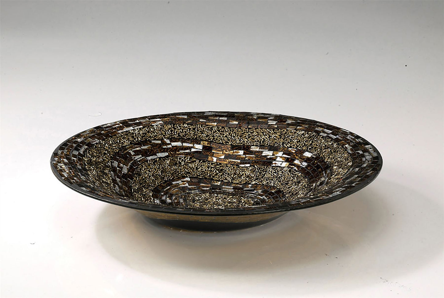 Diyas Home (DH) Ira Mosaic Platter Brown/French Gold Mosaic