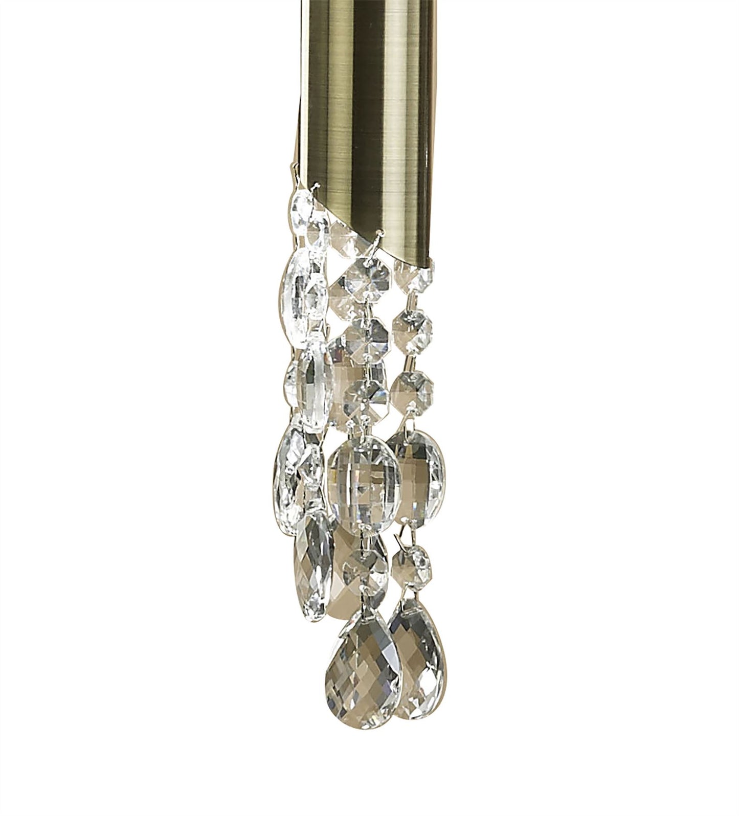 Mantra M3875 Tiffany Linear Pendant 3+3 Light E27+G9 Line, Antique Brass with Soft Bronze Shades & Clear Crystal