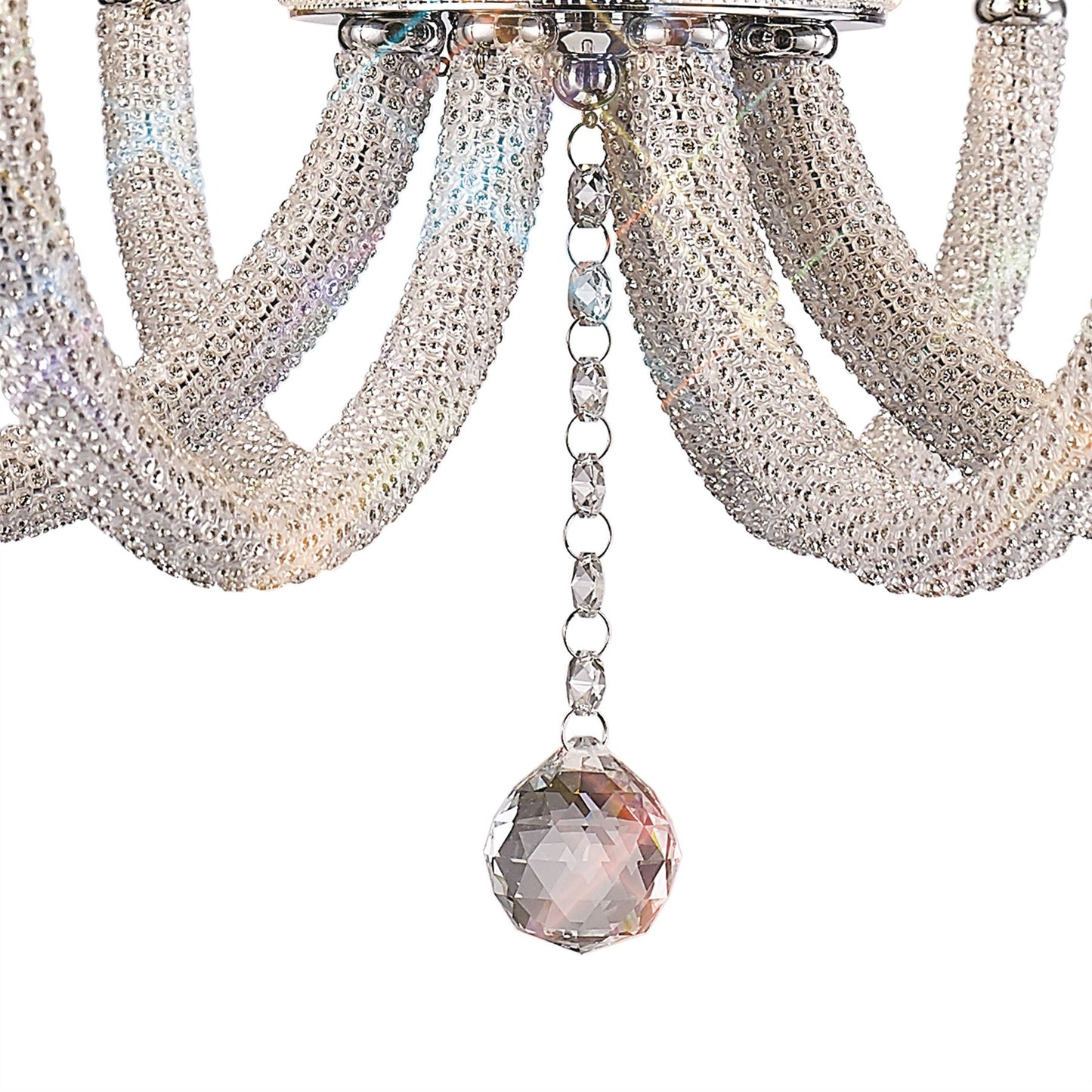 Diyas Elena 70cm 8 Light E14 Polished Chrome/Crystal Ceiling Pendant Light Fitting