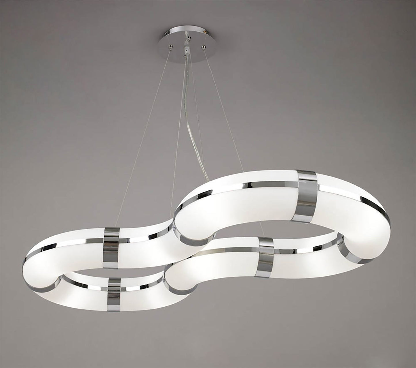 Mantra Guss GU10 Guss Rectangular Pendant GU10 8 Light L1/SGU10 Infinity Shape, Polished Chrome/White Acrylic, CFL Lamps INCLUDED