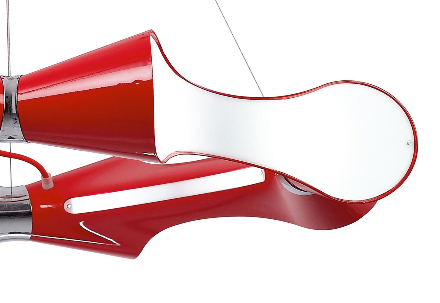 Mantra M1561 Ora Pendant 8 Flat Round Light E27, Gloss Red/White Acrylic/Polished Chrome