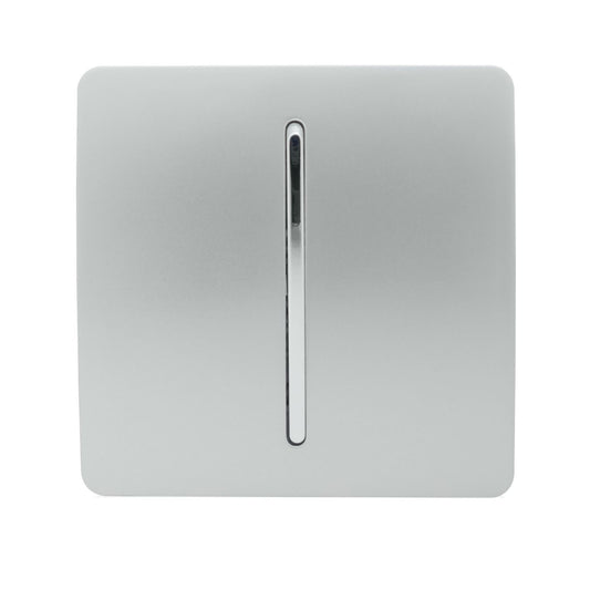 Trendi 1 Gang 2 Way 240V Screwless Artistic Modern Glossy 10 Amp Chrome Rocker Single Electrical Wall Light Switch in Platinum Silver (5 pack)