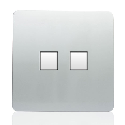 Trendi Telephone Socket + RJ45 Cat 5e & Cat 6 PC Socket Silver ART-TLP+PCSI