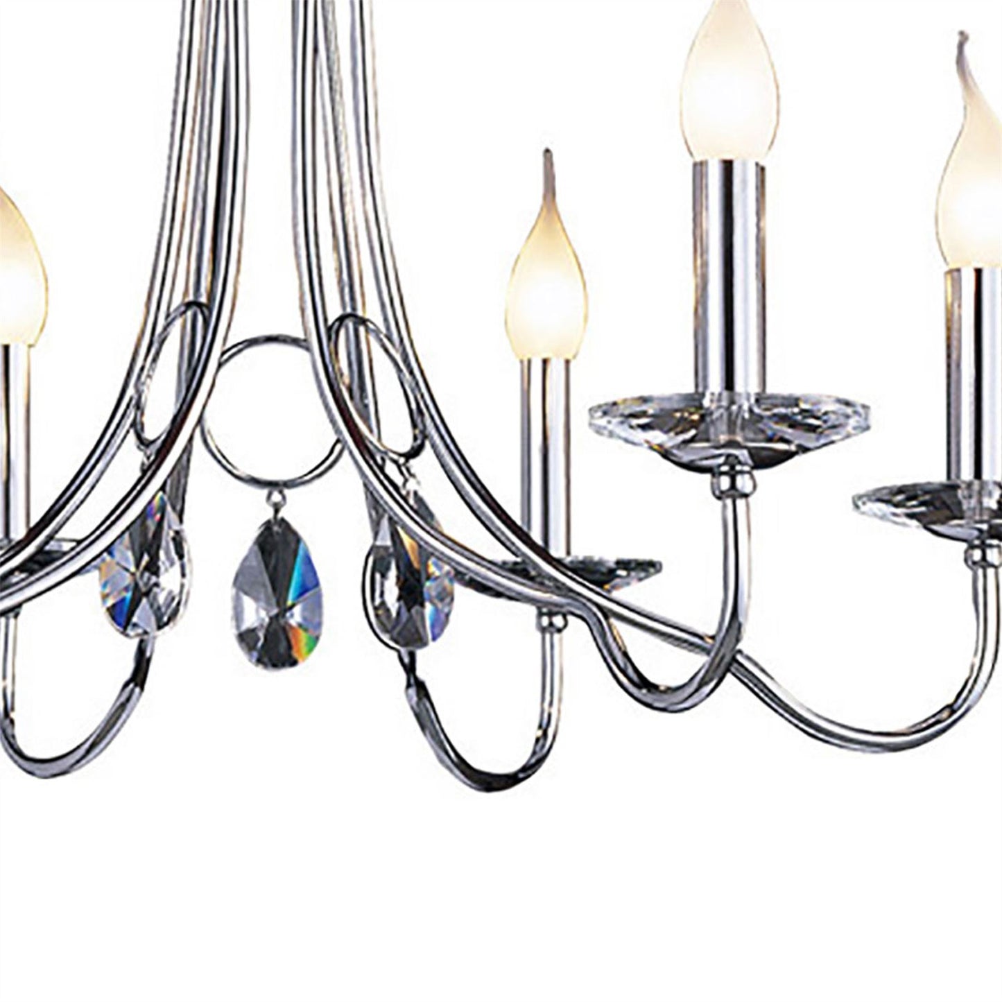 Diyas Danya 67cm Round 6 Light E14 Polished Chrome/Crystal Ceiling Pendant Light Fitting