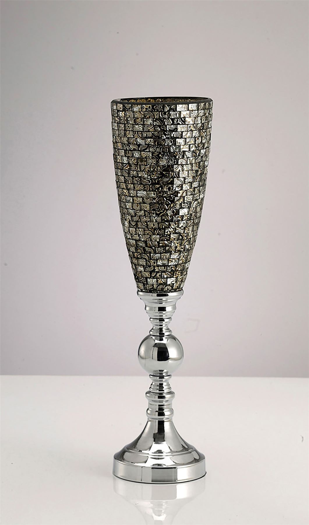 Diyas Home (DH) Celeste Mosaic Goblet Vase Small Polished Chrome Mosaic