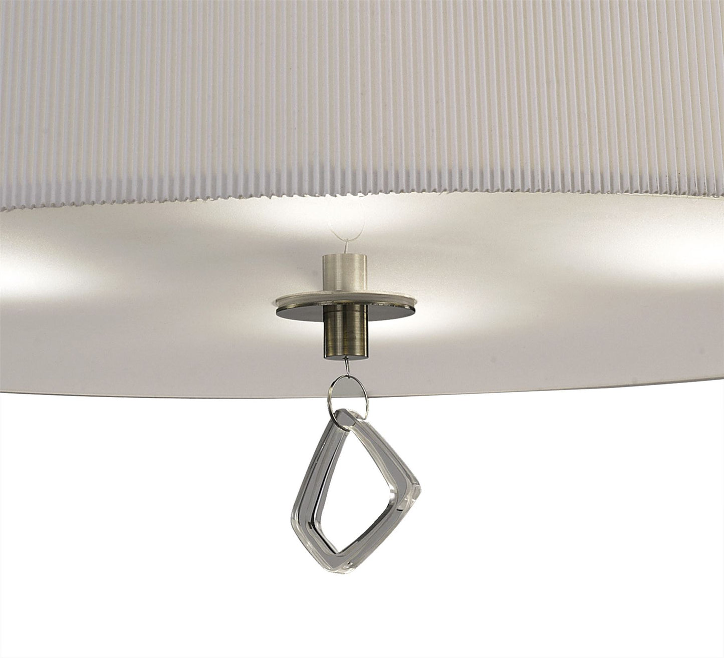 Mantra Mara 55cm Flush Ceiling 4 Light E27 Round, Antique Brass with Ivory White Shade